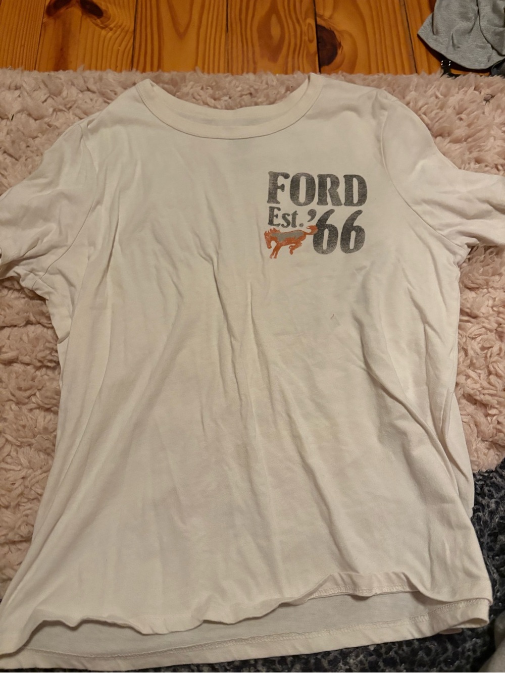 Hybrid Apparel White Ford Est. '66 Short Sleeve Tee with Orange Fox